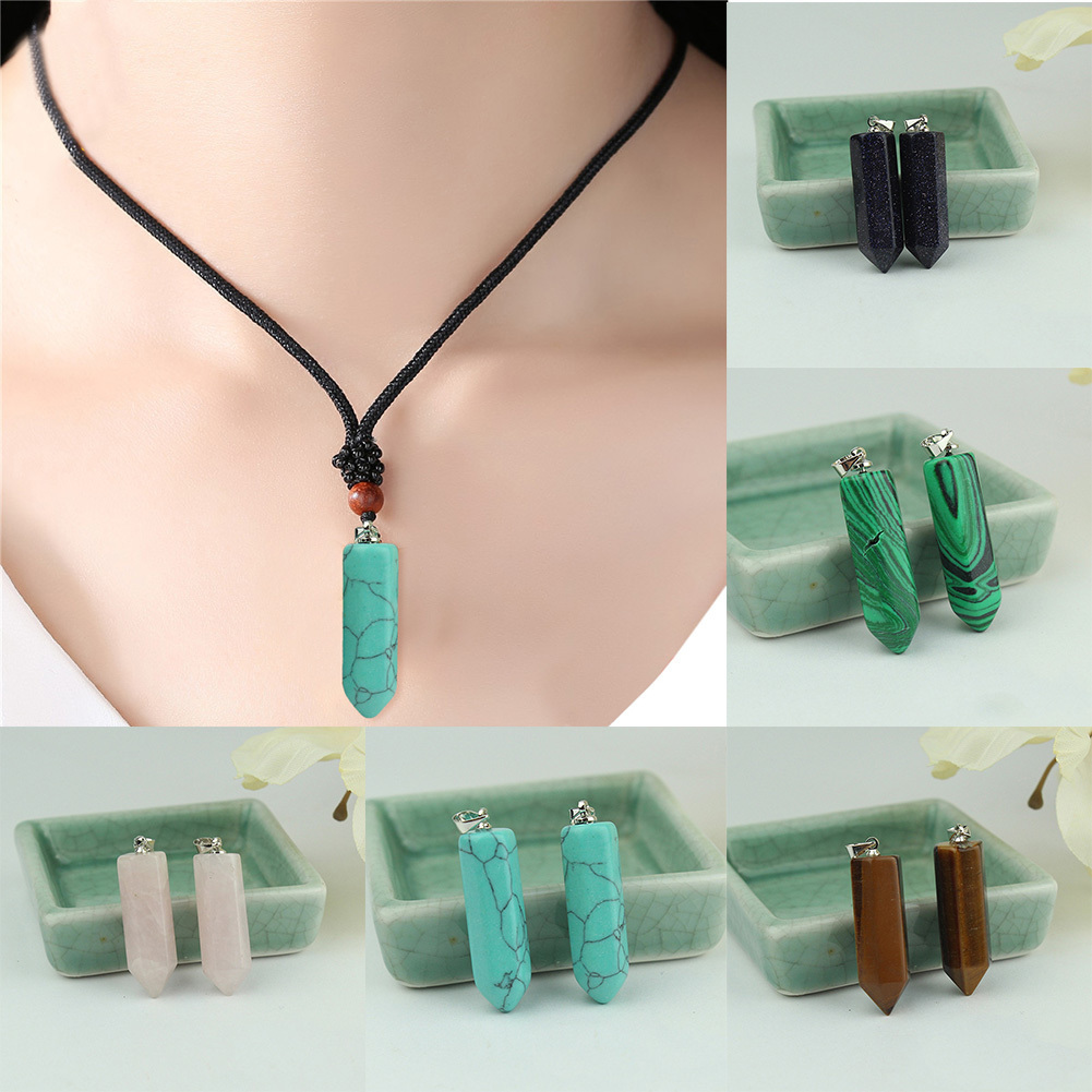 5pcs/lot Natural Fluorite Crystal Charming Fashion Necklace Pendant Gemstone Jewelry Hexagonal Stone Column Crystal Random Color