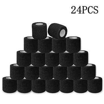 24PCS Disposable Cohesive Black Tattoo Grip Cover Wrap Self-Adhesive Bandages Handle Grip Tube for Tattoo Machine Grip Accessor