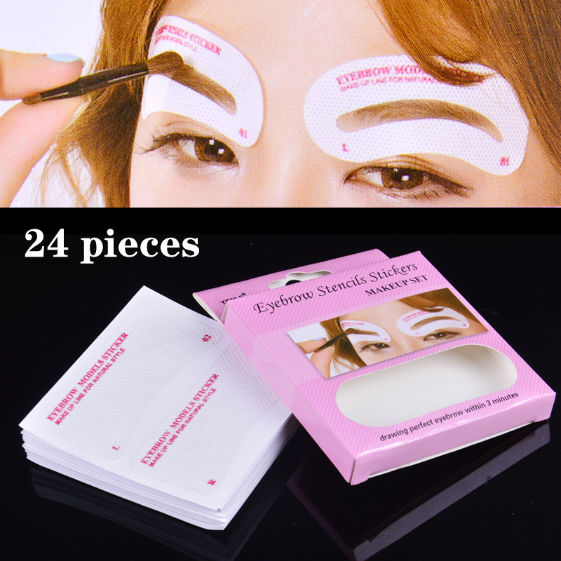 24 Pcs Non Wovens Eyebrow Stencil Pencil For Eyebrows Enhancer Drawing Guide Card Brow Template DIY Makeup Tools