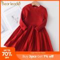Bear Leader Girl Dress Christmas Fashion New Autumn Girls Princess Sweet Outfits Party Sweater Dresses Fashion Clothes Kids 2-6Y