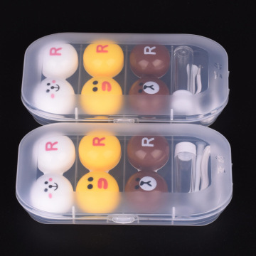3 Pairs Cute Cartoon Contact Lens Case Kit Travel Lenses Box Set Lovely Contact Lens Case Holder Container
