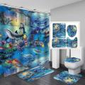 Coral Sea World Dolphin Shower Curtains Cartoon Waterproof Shower Curtain Bathroom Polyester