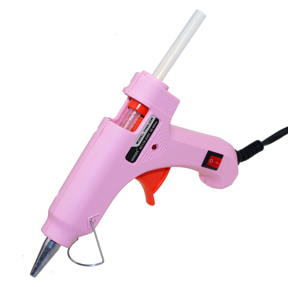 Pink Handy Professional High Temp Heater 20W Hot Glue Gun Repair Heat Tool With Hot Melt Glue Sticks