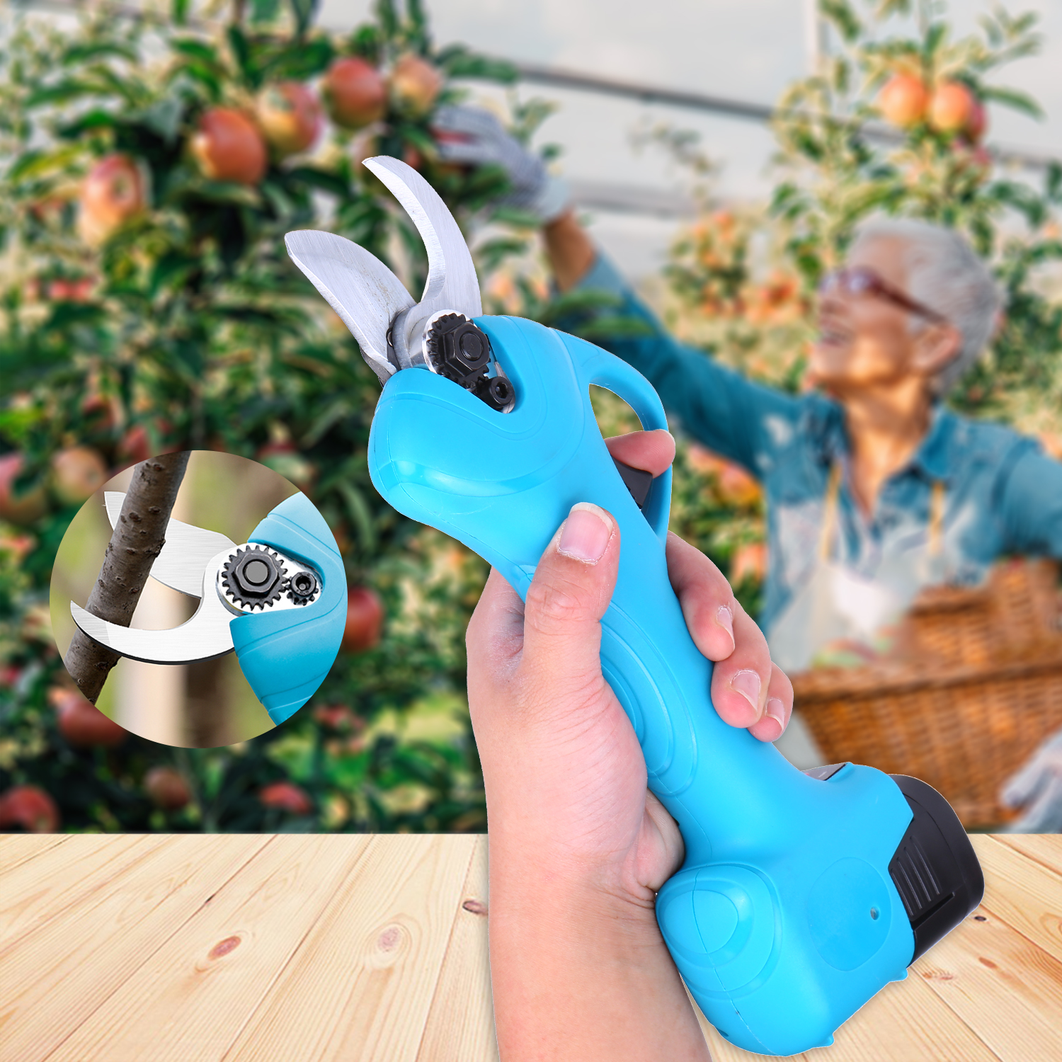 Professional Cordless Electric Pruning Shears Backup Rechargeable 2Ah Lithium Battery Powered Tree Branch Pruner Garden Clippers