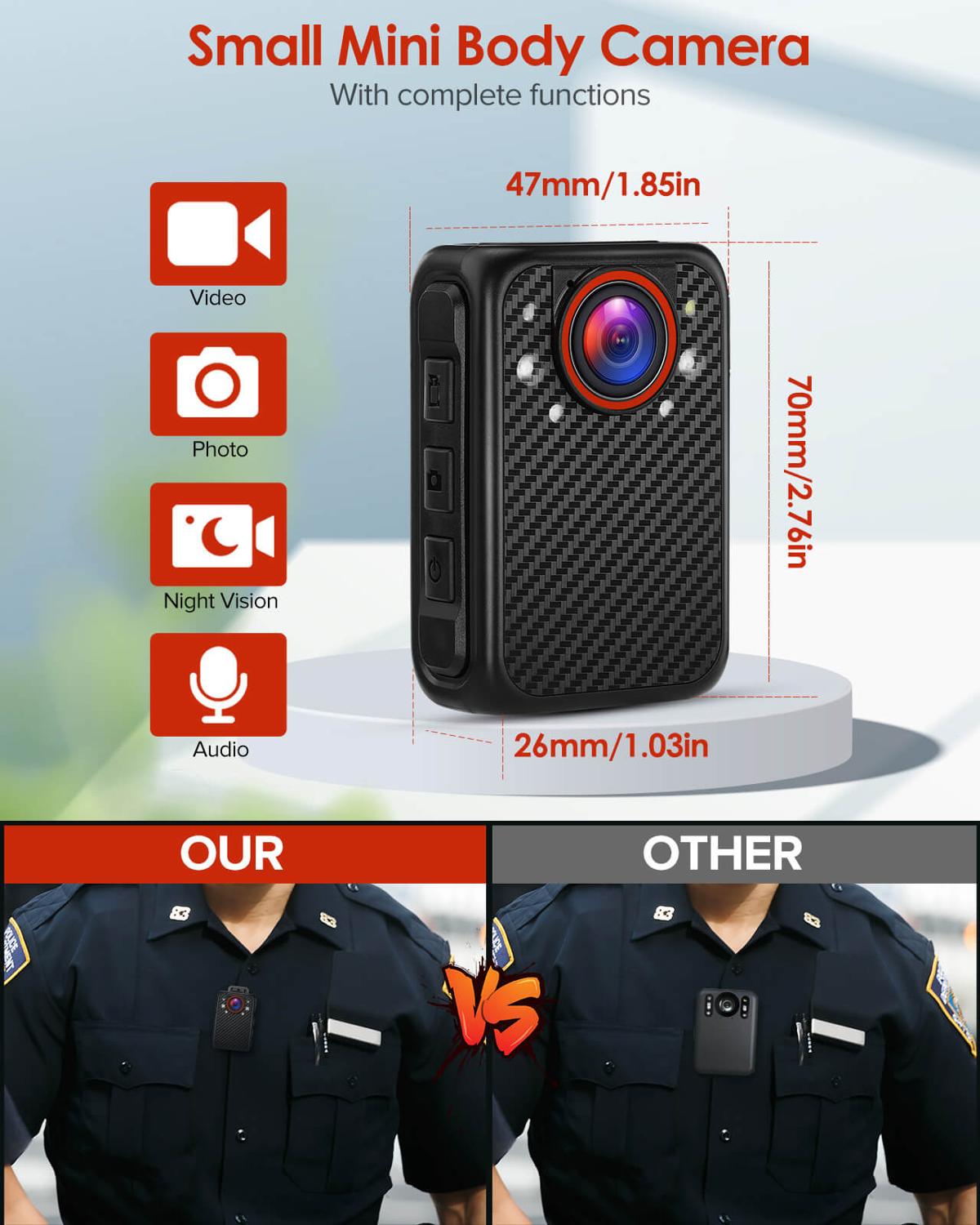 BOBLOV X1 Bodycam 1080P Portable Police Body Camera Support 128GB Night Vision Worn Security Camara Mini Camcorders