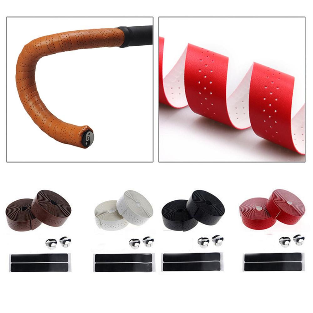 1Pair Road Bike Bicycle Handlebar tape Black Red White Brown Cycling Handle Belt EVA Wrap with Handlebar Plugs