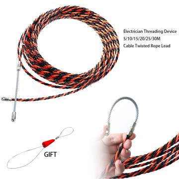 New Hot Electrician Wire Cable Threading Device Running Puller Leads with 1pcs Steel 5/10/15/20/25/30m Cable Twisted Rope Lead