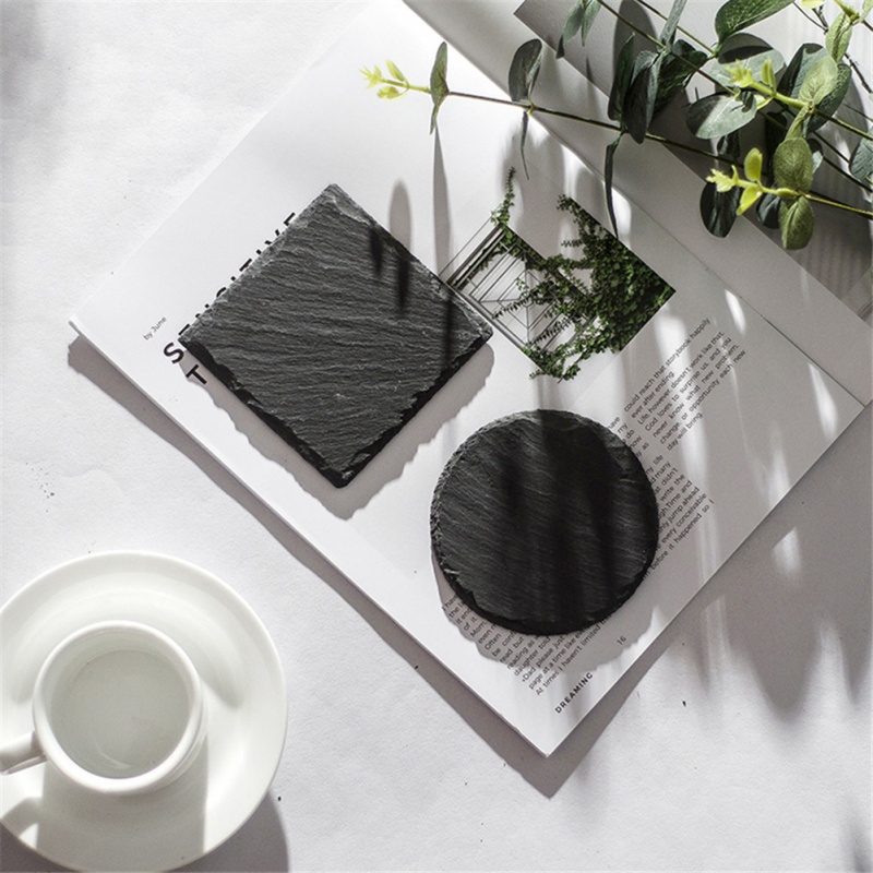 Slate Stone Coasters Round Placemat Fashion Style Table Mats Napkins Simple Design Tableware Kitchen Tool1