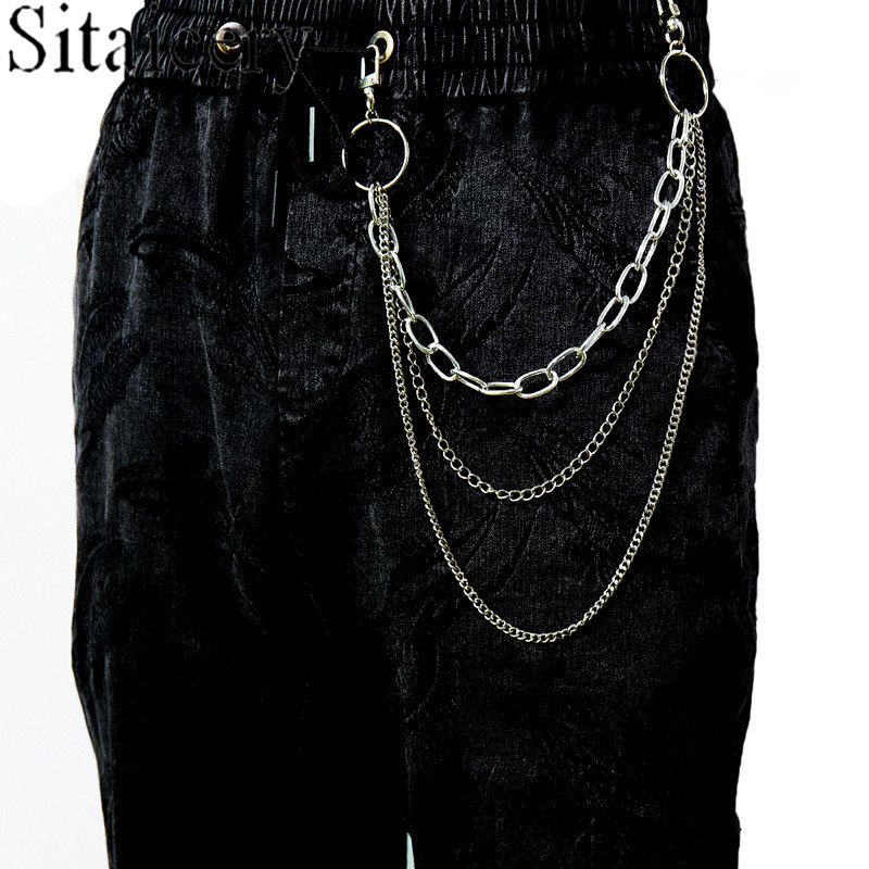 New Punk Street Trouser Chain For Women Men Metal Wallet Belt Chain Hipster Keychains Pant Keyring HipHop Jewelry Wholesale