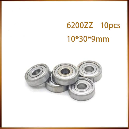 10pcs free shipping Miniature deep groove ball bearing 6200ZZ 10*30*9 mm