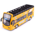 1:32 Alloy Bus Car Model Sightseeing Acoustic Light Double Deck Outdoor Bus Model Pull Back Doors Open Car Kids Toys Cars Gift