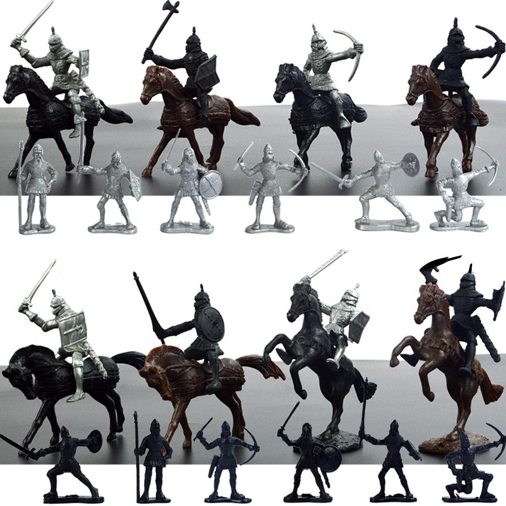 Kuulee Mini Cavalry Knights Horse Toys Static Ancient Soldiers Model Toys as Decoration(12 Soldiers + 8 Horses + Cavalrymen )