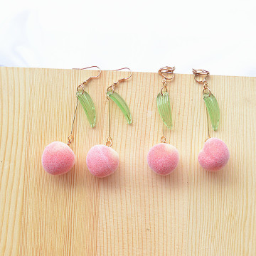 Exclusive Design Cute Stereoscopic Honey Peach Long Eardrop Original Pink Fairy Vigorous Girl Fresh Earrings Bosom Friend Gifts