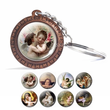 Christmas Jewelry Key Chain Cherub Angel Wings By Bouguereau 