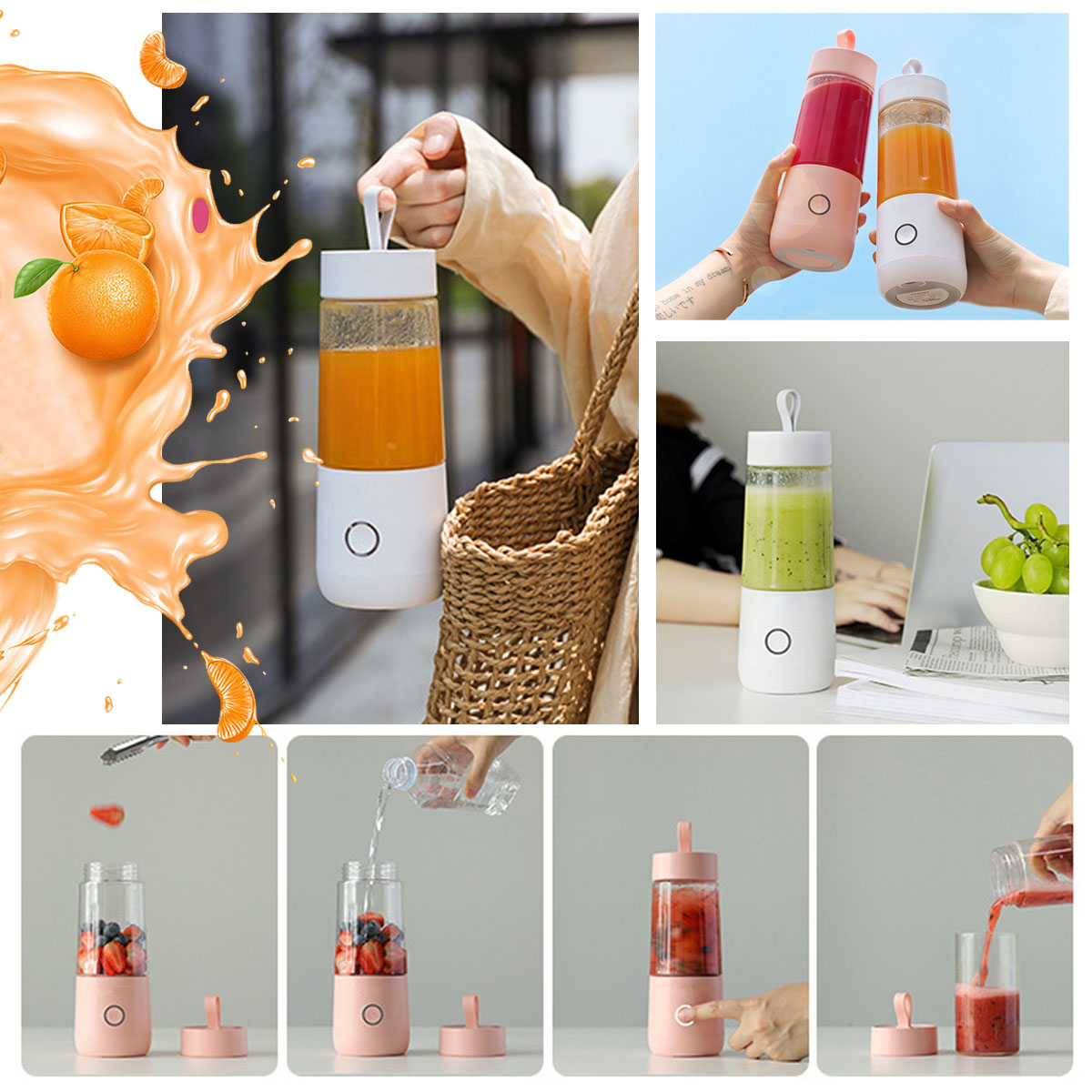 Warmtoo 380ml Portable Juicer Electric USB Rechargeable Smoothie Blender Machine Mixer Mini Juice Cup Maker Fast Blenders