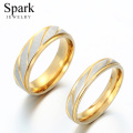 Spark Titanium Steel Personalize Engrave Lovers Couple Rings Gold Wave Charms Wedding Engagement Ring for Women Men Jewelry Gift