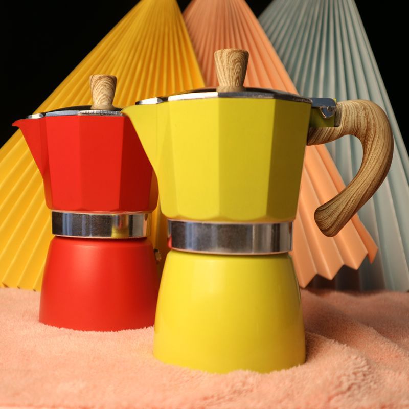 Aluminum Thick Coffee Pot Classic Octagonal Print Italian Moka Pots Cold Brew Coffee Maker Filter Kettle Tea Flask Kitchen Tool