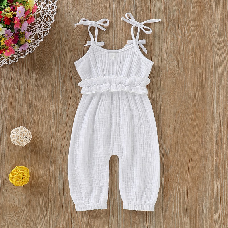 Fashion Kids Baby Girl Boy Summer Strap Cotton Sleeveless Solid Romper Jumpsuit Suspenders Pants Trousers Clothes Set