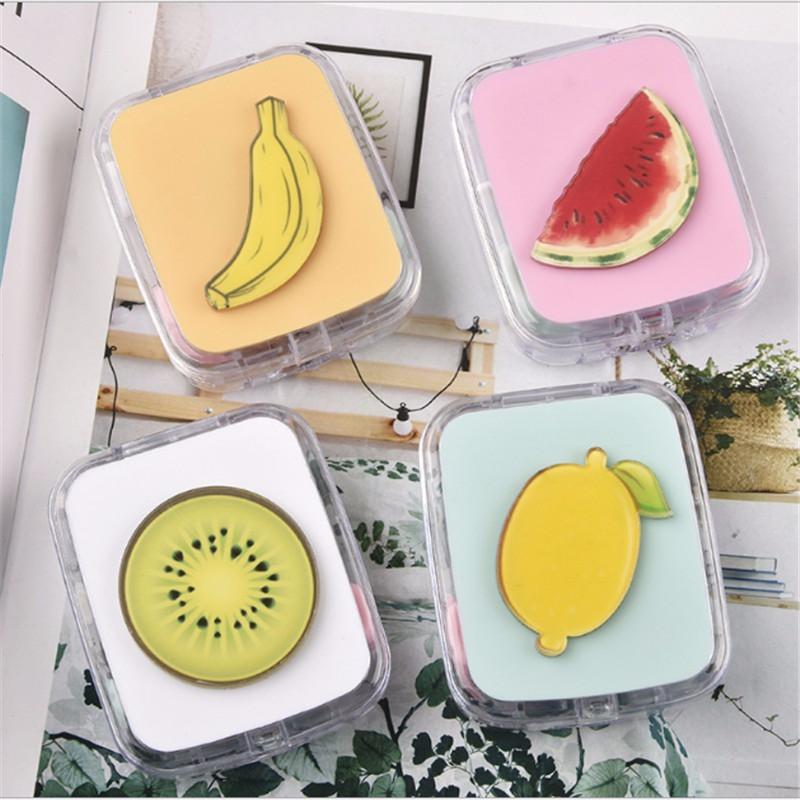 DIY Fruit Patch Contact Lens Case With Mirror Unisex Eyes Contact Lens Container Eyes Care Kit Holder Box Travel Accessory