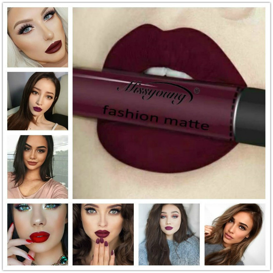 1 Pcs Desire Sexy Dark Red 18 Color Waterproof Lip Gloss Matte Liquid Lipstick Matte Lipstick Lipkit Cosmetics Makeup Lipgloss