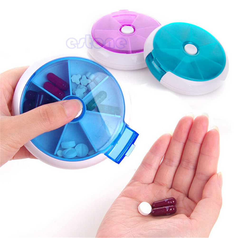 Round Mini Pill Box 7 Day Weekly Holder Tablet Storage Case Container Travel Cases HIGH QUALITY