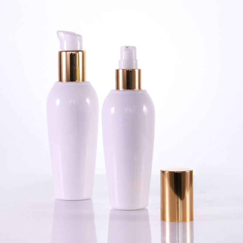 Round Shape Lotion Bottle With Golden Caps2 Jpg