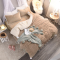 Brown White Pink Gray Girls Winter Thick Flannel Bedding Set Soft Fleece Fabric Duvet Cover Bed Sheet/Linen Bed Skirt Pillowcase