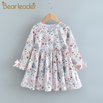 Bear Leader Girls Casual Dresses 2020 Autumn Girl Flowers Dress Spring Floral Kids Party Costumes Long Sleeve Children Clothing