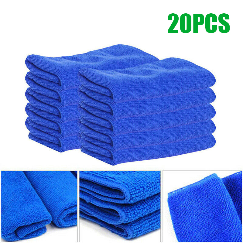 Blue Car Polishing Wash Towel Microfiber 25*25cm Cloth Waxing Rag Buffing Pad Strong Water Absorption