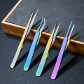 T-TIAO CLUB Chameleon Eyelash Tweezers Stainless Steel Curved Straight Nail Nipper Picker Rhinestone Extensions Eyebrow Tools