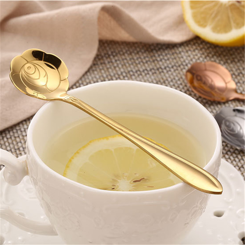 Soffe Stainless Steel Plating Coffee Spoon 4pcs/set Ice Cream Dessert Special Spoon Delicated Fruit Tea Stirring Scoop