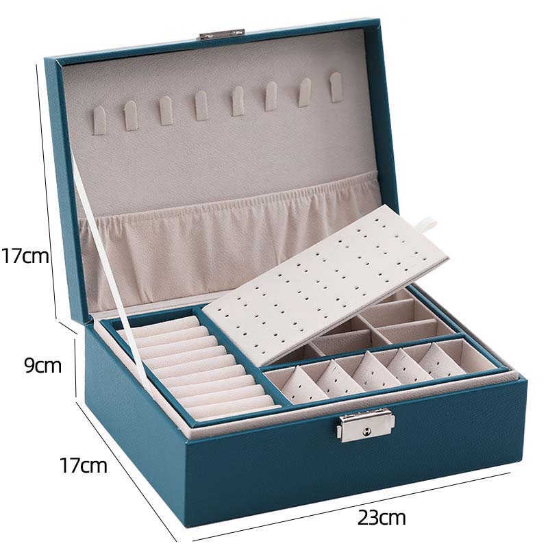 Jewelry Box Velvet European Style Double Layer Large Capacity Elegant Flannel Jewelry Box With Lock Fashion Leader