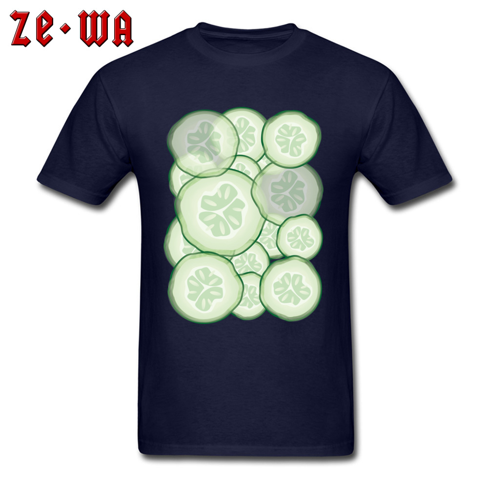 Cucumber slices 2018 New Fashion Short Sleeve Family Top T-shirts 100% Cotton O-Neck Male Tops & Tees T-Shirt Summer/Autumn Cucumber slices navy