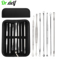 7PCS/set Stainless Steel Comedone Acne Blackhead Remover Needles Extractor Pimple Blemish Skin Face Care Tools Clip Spoon Kit