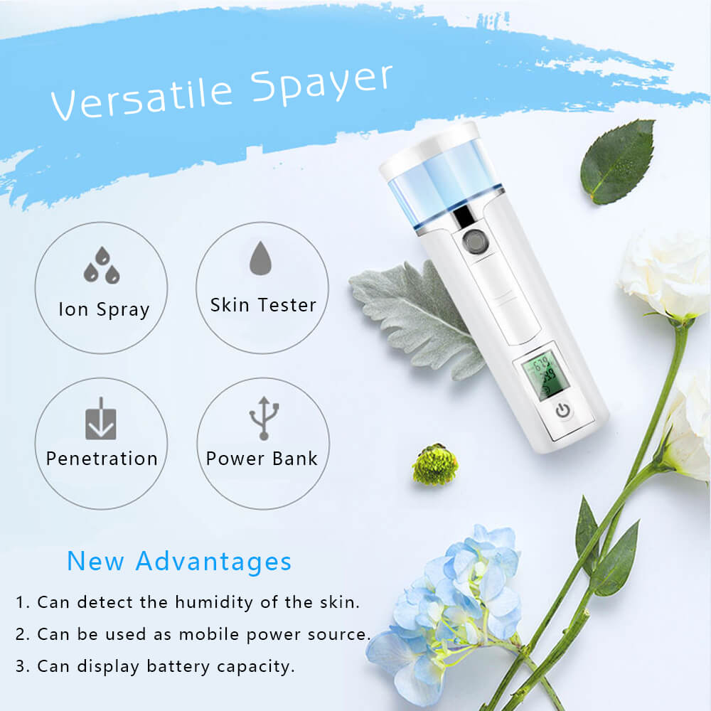 Digital Skin Analyzer Professional Portable Tester Dry Moisture Oil Content Analysis Facial Sprayer Face Nano Steamer Device SPA