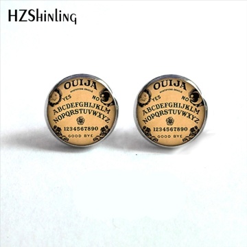 NES-0071 Ouija Board Stud Earrings Ouija Board Ear Studs Vintage Jewelry Glass Cabochon Earrings Handmade HZ4