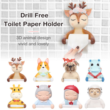 3D Cartoon Toilet Tissue Holder Wall Mount Punch Free Toilet Parper Holder Loo Lavatory Tissue Roll Holder Bathroom Accessories