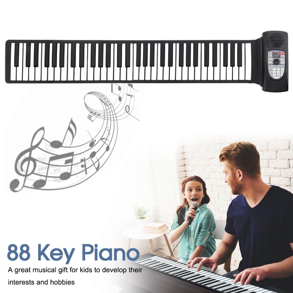 88 Keys USB MIDI Roll Up Piano Rechargeable Electronic Portable Silicone Flexible Keyboard Organ Speaker Bluetooth Connection