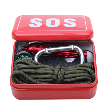 Outdoor equipment with paracord emergency survival box SOS Camping Hiking tools, equipment for Camping Hiking saw/fire