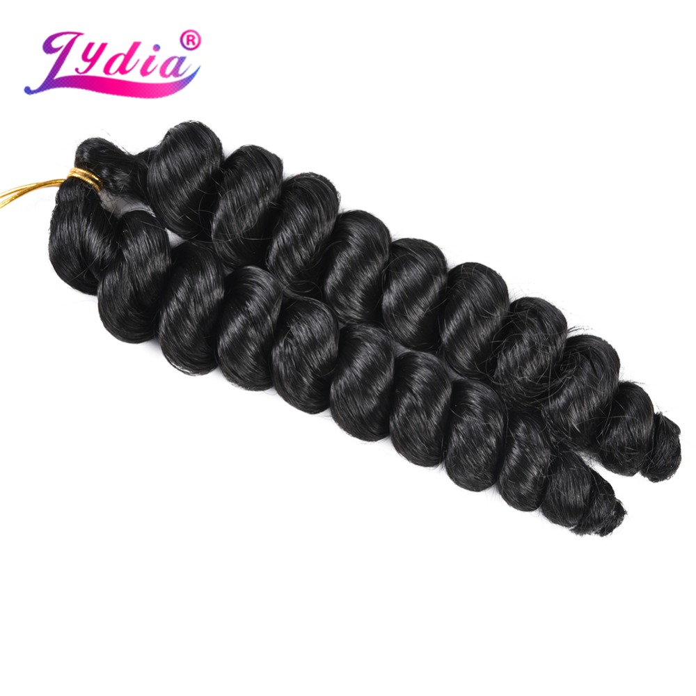 Lydia 1PCS Loose Wave To Braid No Weft Nature Black 1B# Heat Resistant Synthetic Hair Extensions Braiding Bundles 18 To 24 Inch