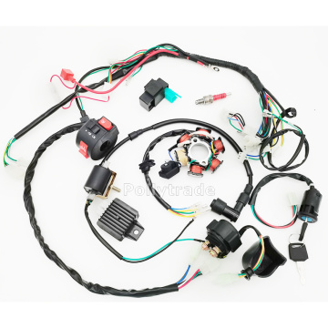 50CC-110CC Mini 4 stroke ATV Complete Wiring Harness CDI STATOR 6 Coil Pole Ignition Electric Quad Dirt Pit Bike Chinese Parts