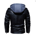 Mens Jacket PU Leather Jacket Men Hooded Coat Fur Lined Motorcycle Jacket Fashion Coat Autumn Winter Coat Plus Size 4XL 5XL