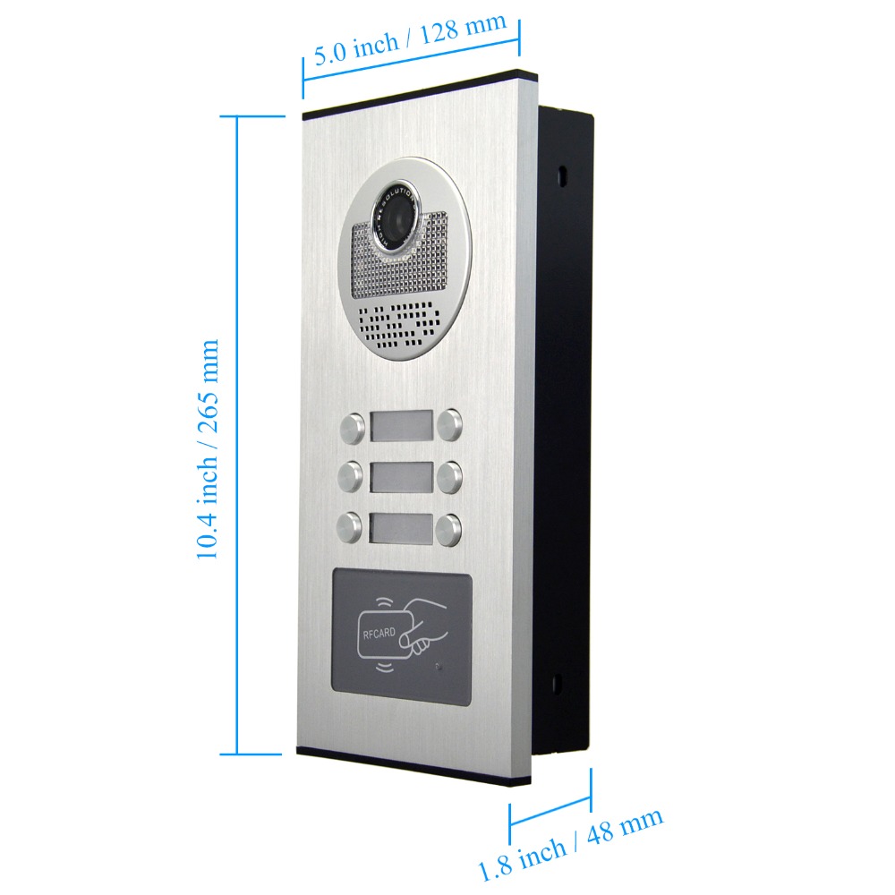 7'' Monitor Video Intercom RFID Camera Video Doorbell with 6 / 8 / 10/ 12 Units Video Door Phone 500 user for multi Apartments