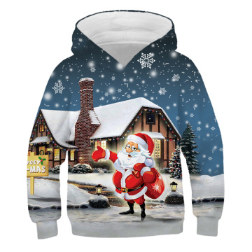 2020 Long Sleeve Santa Claus Clothes Children Boy Girl Christmas Hoodies Clothing Print Cartoon Fashion Autumn Winter Sweatshirt