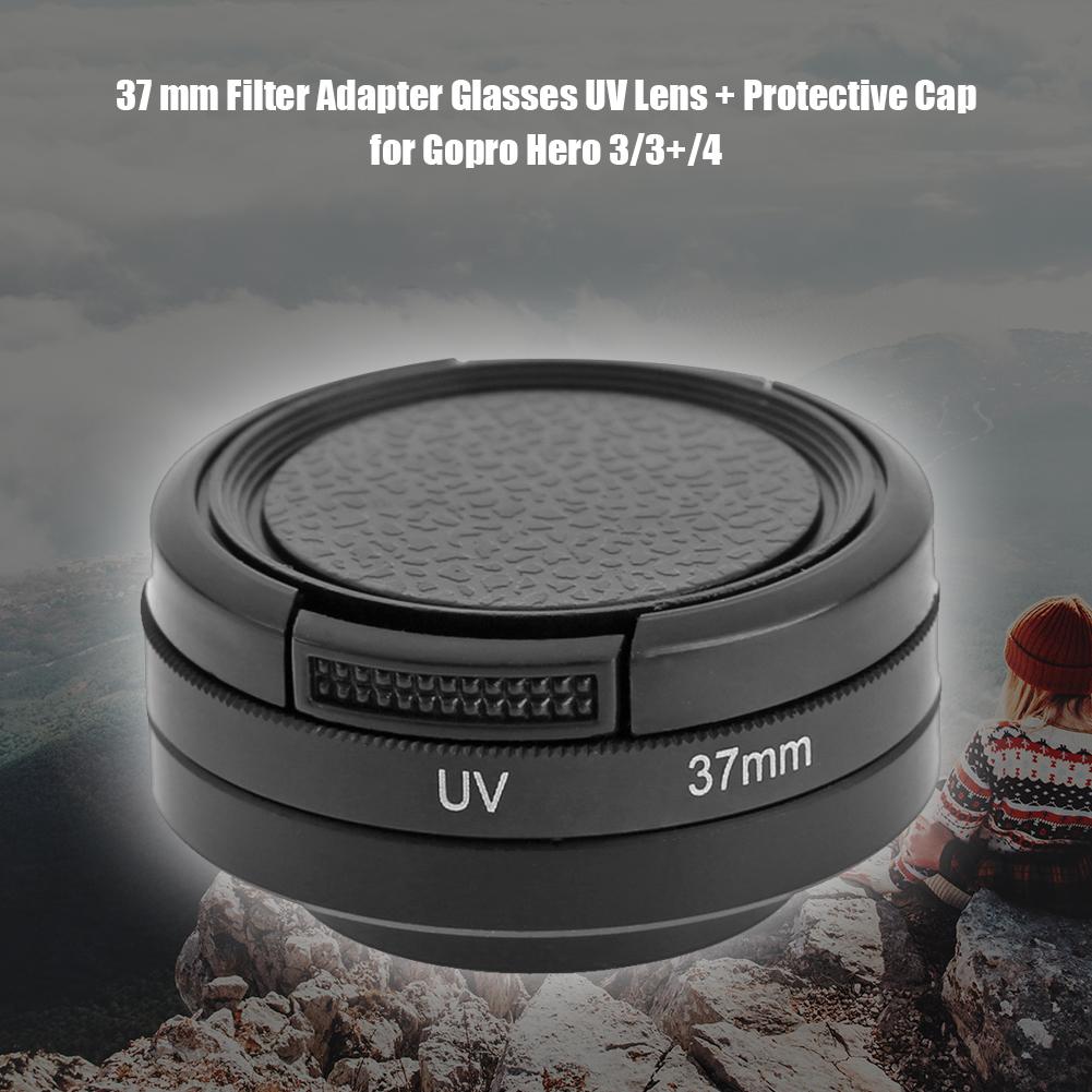 37mm Camera Lens Adapter + 135-170 Degree Camera UV Lens Filter + Camera Lens Protector Cap Cover for GoPro Hero 3 3+ 4