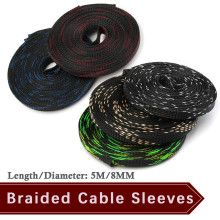5M 10M 8mm Braided Sleeves Wire Protecting Nylon Insulation Sheathing PET Expandable Braided Cable Sleeve shrink wrap