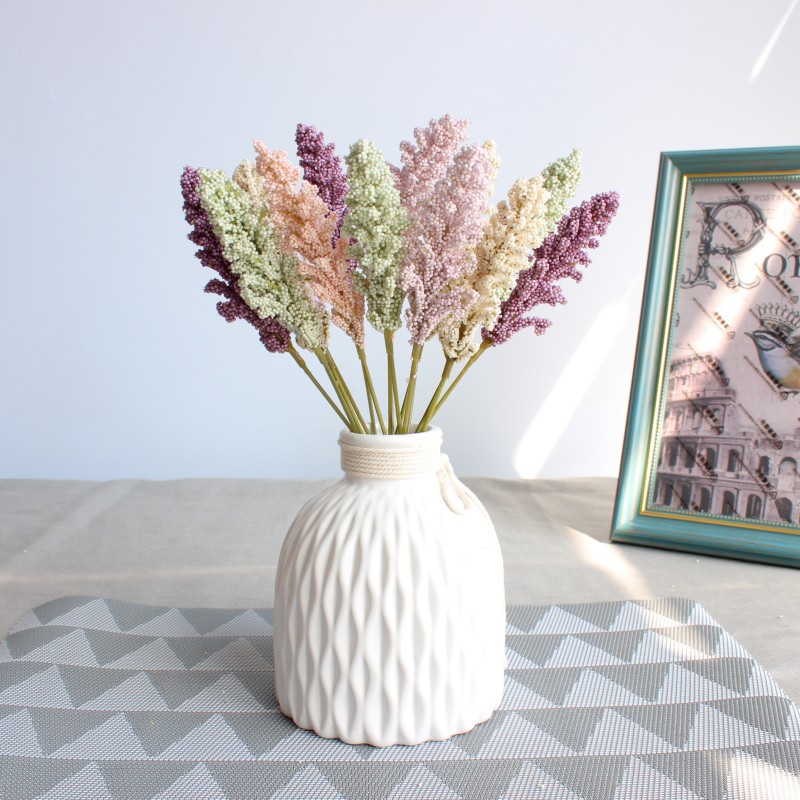 6pcs/bouquet Vanilla Mini Foam Berry Spike Artificial Flower Lavender for Wedding Home Bouquet Decoration DIY Handmade Craft