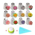 14pc/Set Russian Tulip Icing Piping Nozzles Stainless Steel Flower Cream Pastry Tips Bag Cupcake Cake Decorating Tools