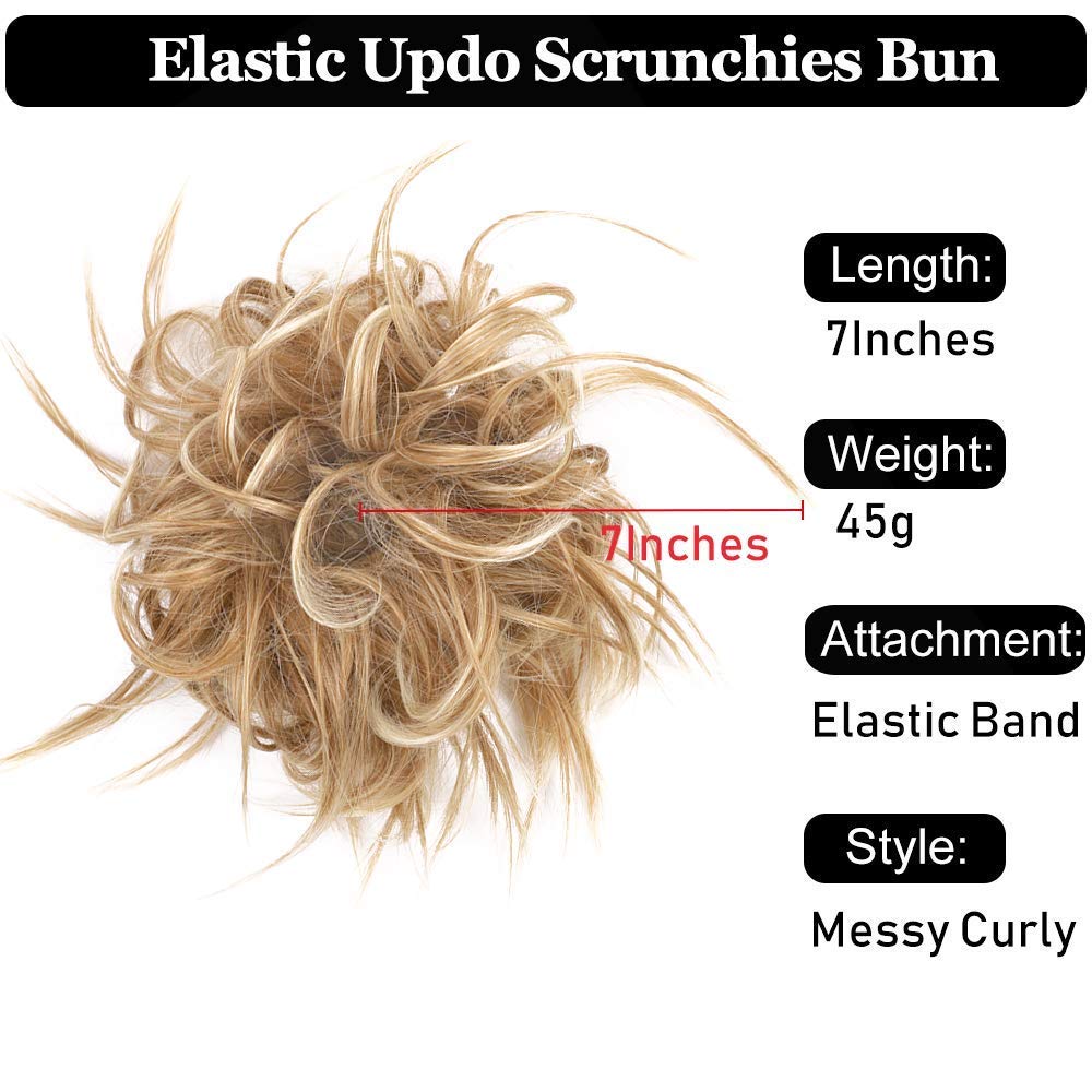 Kong&Li Synthetic Chignon Messy Scrunchie Elastic Band Hair Bun Straight Updo Hairpiece High Temperture Fiber Natural Fake Hair