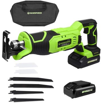 20V Cordless Reciprocating Saw Adjustable Speed Electric Saw Portable Wood Metal Cutter with 2 Batteries Power Tools